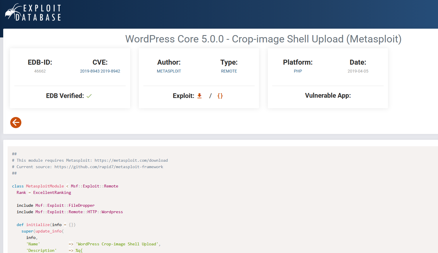 Explotación de WordPress Crop-image en Exploit-DB